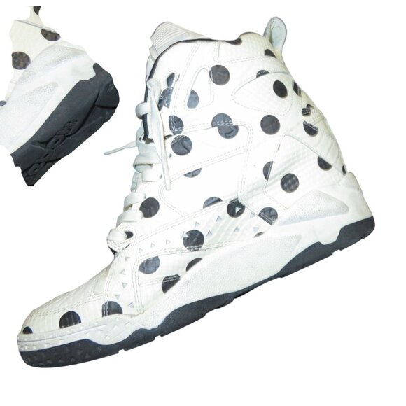 REEBOK X Melody Eshani Make Love Blacktop Pump Wedge Polka Dots Chalk White 10 - Picture 11 of 14